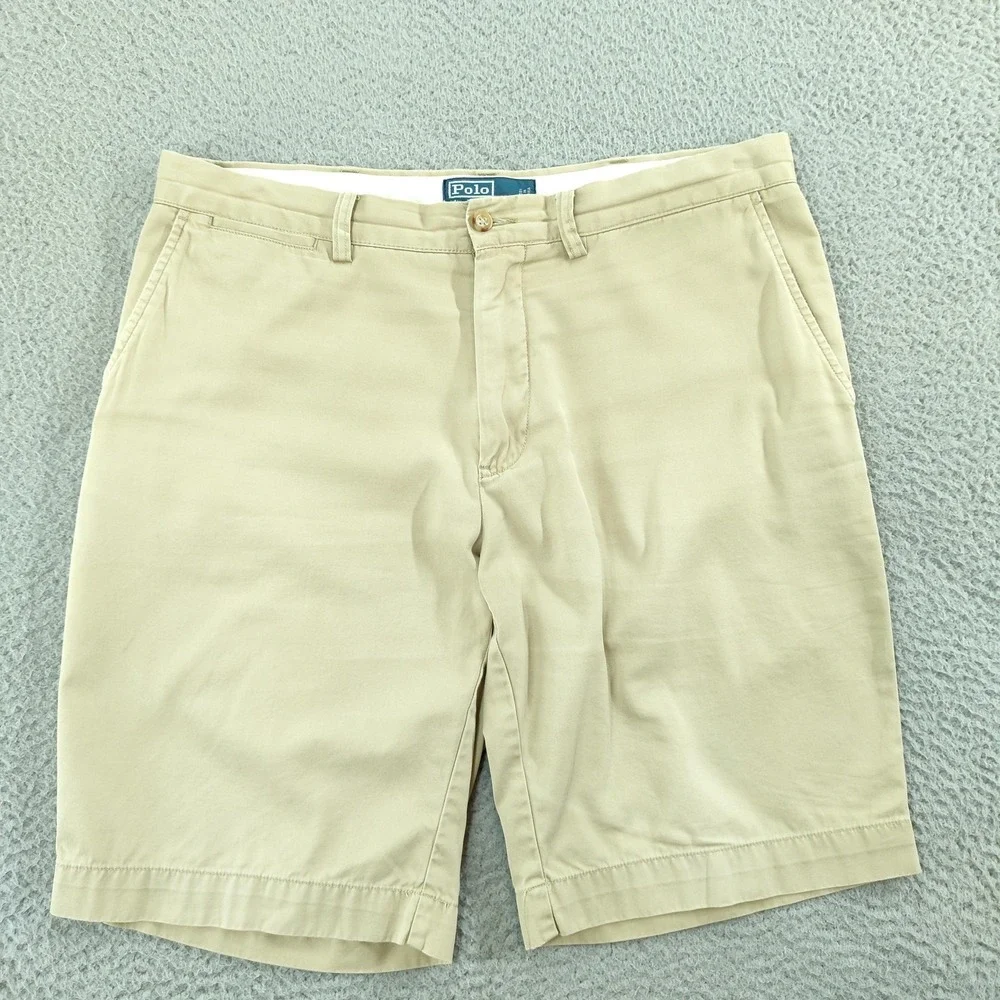 Polo Ralph Lauren Shorts Mens 34 Beige 9 Inch Classic Chino Cotton Casual